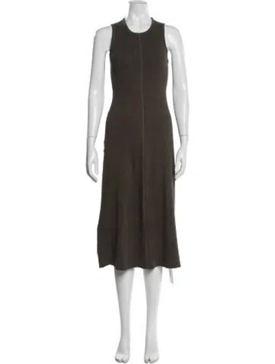 Pre-owned James Perse Crew Neck Midi Length Dress In Green