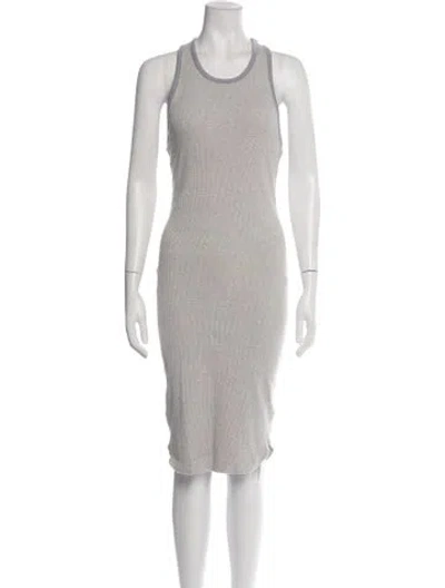 Pre-owned James Perse Crew Neck Midi Length Dress In Grey