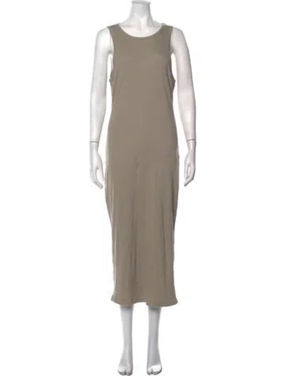 Pre-owned James Perse Crew Neck Midi Length Dress W/ Tags In Neutrals