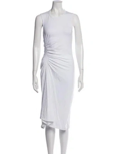 Pre-owned James Perse Crew Neck Midi Length Dress In White
