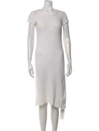 Pre-owned James Perse Crew Neck Midi Length Dress In White