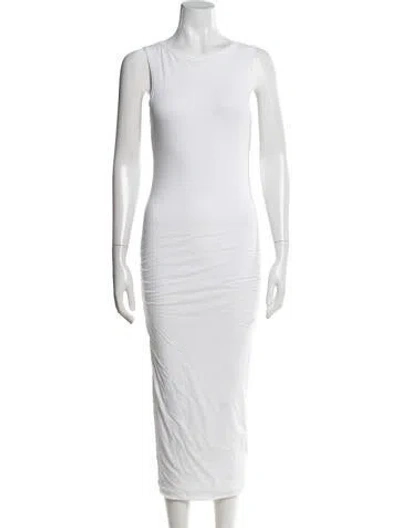 Pre-owned James Perse Crew Neck Midi Length Dress In White