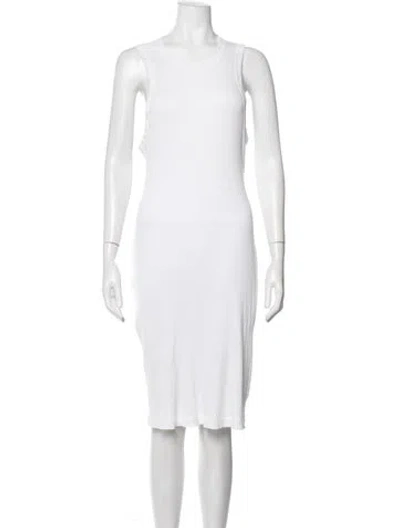 Pre-owned James Perse Crew Neck Midi Length Dress In White
