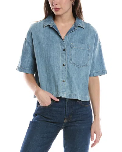 James Perse Crop Denim Shirt In Blue