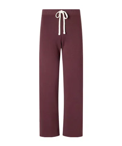 James Perse Cropped Cotton-terry Wide-leg Track Pants In Burgundy