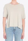 James Perse Cropped Crewneck T-shirt In Beige