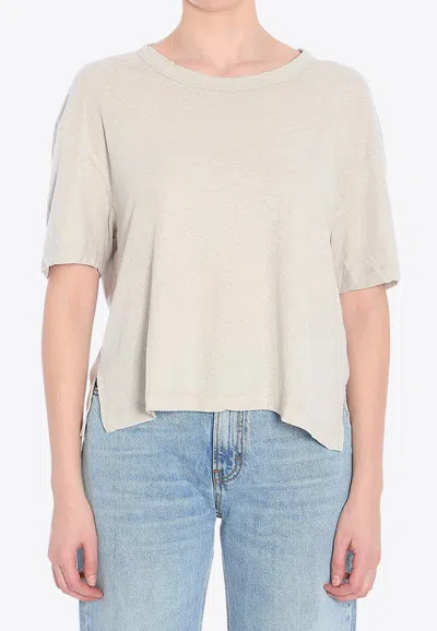 James Perse Cropped Crewneck T-shirt In Beige