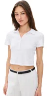 James Perse Cropped Henley Polo White In White