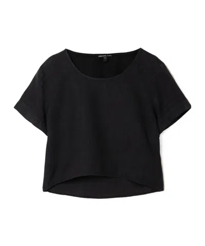 James Perse Cropped Linen-canvas T-shirt In Black
