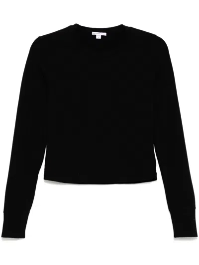 James Perse Cropped Long-sleeved T-shirt In Black