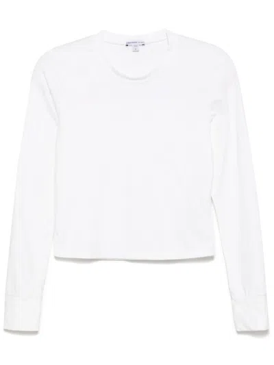 James Perse Cropped Long-sleeved T-shirt In White
