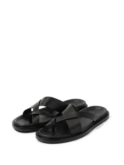 James Perse Cross-strap Leather Sandals In Black