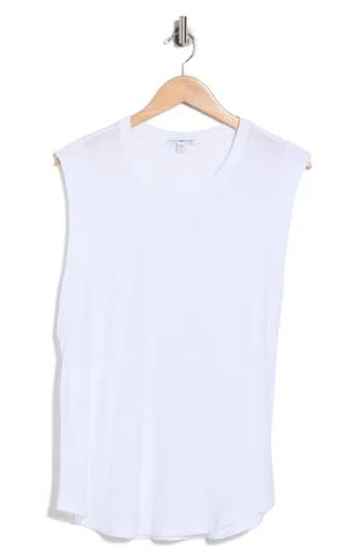 James Perse Curved Hem Muscle Tank In White