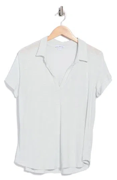 James Perse Curved Hem Polo In Ice Blue