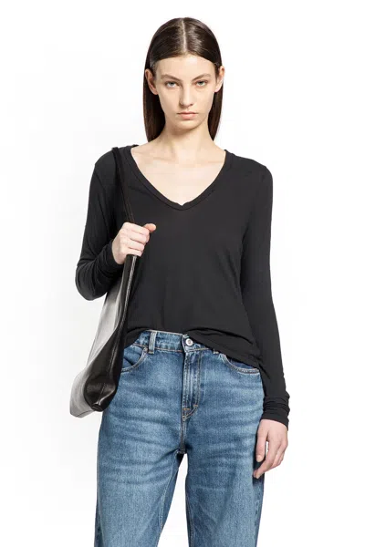 James Perse Deep V L/s Tee In Black