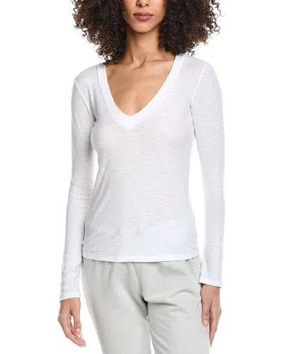 James Perse Deep V-neck Top In White