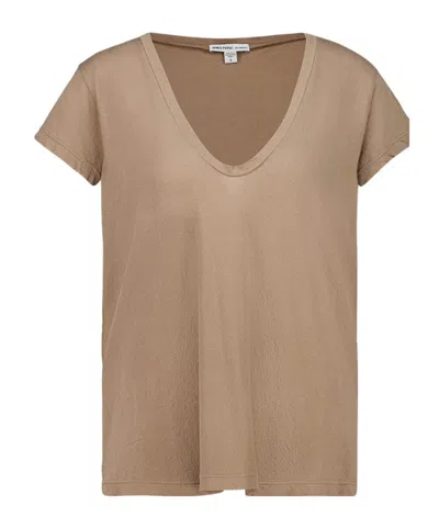James Perse Deep V-neck T-shirt In Brown