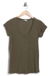 James Perse Deep V-neck T-shirt In Green