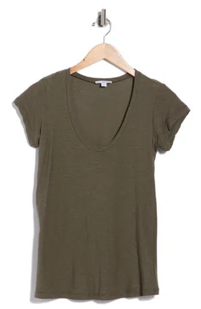 James Perse Deep V-neck T-shirt In Green