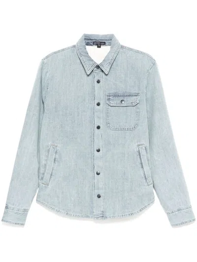 James Perse Denim Sherpa Shirt Jacket In Blue