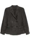 James Perse Double-brested Linen Blazer In Black