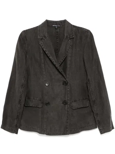 James Perse Double-brested Linen Blazer In Black