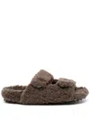 James Perse Double Straps Shearling Slide In Brown