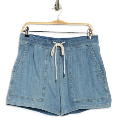James Perse Drawstring Denim Shorts In Blue