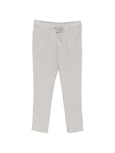 James Perse Drawstring Linen Trousers In Gray