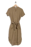 James Perse Elongated Tie Waist Shirtdress In Nude