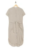 James Perse Elongated Tie Waist Shirtdress In Mineral