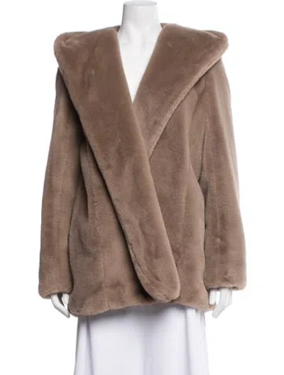 Pre-owned James Perse Faux Fur Coat In Brown