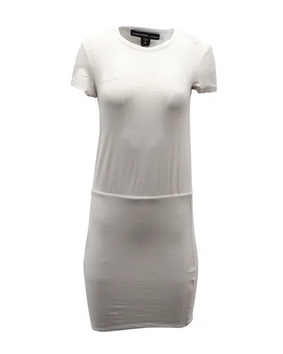 James Perse Fitted Dress In White Cotton Jersey In Grey
