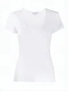 James Perse Fitted Short-sleeve T-shirt With V-neckline And Scalloped Edges In White