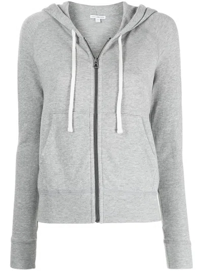 James Perse Fleece Drawstring Hoodie In Grey