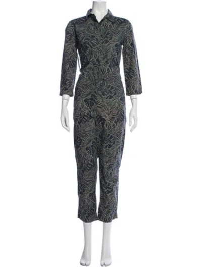 Pre-owned James Perse Floral Print Jumpsuit In Green