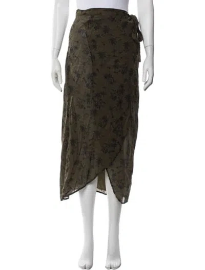 Pre-owned James Perse Floral Print Long Skirt In Green