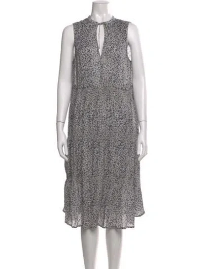 Pre-owned James Perse Floral Print Midi Length Dress In Black
