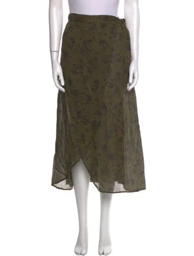 Pre-owned James Perse Floral Print Midi Length Skirt In Green