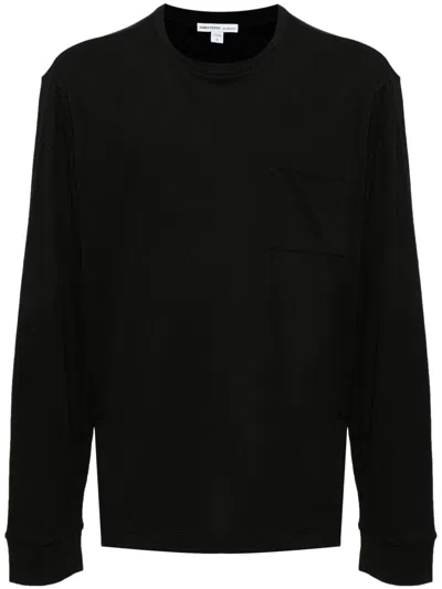 James Perse French Terry Crew-neck T-shirt In Black