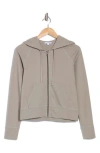 James Perse French Terry Crop Zip Hoodie In Concrete