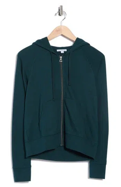 James Perse French Terry Crop Zip Hoodie In Green