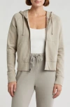 James Perse French Terry Crop Zip Hoodie In Toast