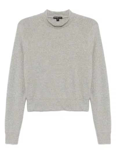 James Perse French Terry Cropped T-shirt In Grey