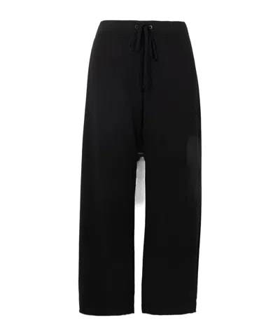 James Perse Cropped Brushed Cotton-terry Track Pants In Black