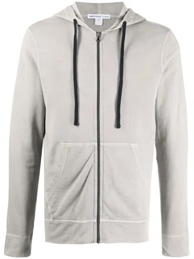 James Perse Frottee-hoodie Mit Reissverschluss In Grau