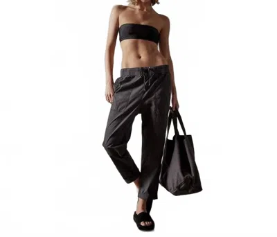 James Perse Garment Dye Linen Soft Drape Pants In Blue Noir Pigment In Black