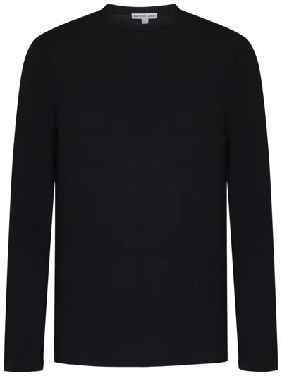 James Perse Garment-dyed Black Cotton Long-sleeved T-shirt