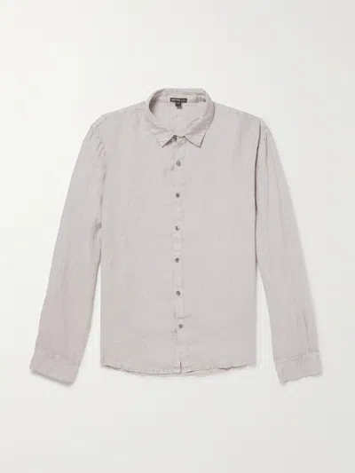 James Perse Garment-dyed Linen Shirt In Gray