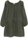 James Perse Gathered Linen Dress In Green